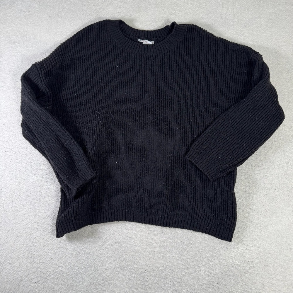No Boundaries Shaker Stitch Sweater Womens XXXL Black Good Ribbed Crew Neck